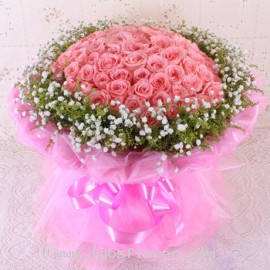 100 Pink Roses Bouquet